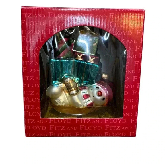 Fitz and Floyd Snowman Blown Glasss Ornament - Picture 1 of 6
